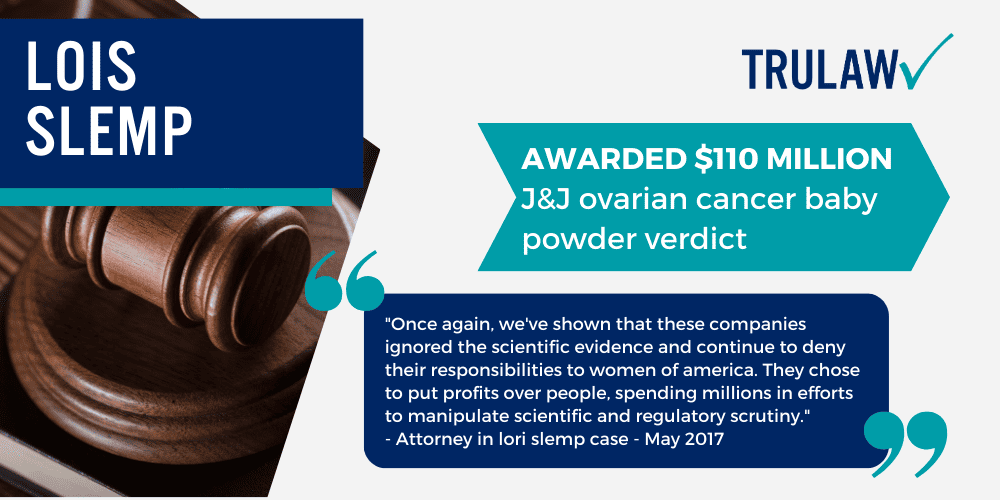 Talcum Powder Lawsuit Updates; $5.5 Billion Talcum Powder Damages; Johnson & Johnson Talcum Powder Lawsuit; What Is Talc; Johnson & Johnson’s Talcum Powder; Ovarian Cancer; Mesothelioma; Talc Use And Ovarian Cancer In African American Women; Talcum Powder Lawsuit Verdict Timeline; 22 WOMEN AWARDED $4.69 BILLION; 72 Million Talcum Verdict Jackie Fox Infographic; 55 Million Talcum Verdict Gloria Ristesund Infographic; 70 Million Talcum Verdict Deborah Giannecchini Infographic; 110 Million Talcum Verdict Lois Slemp Infographic