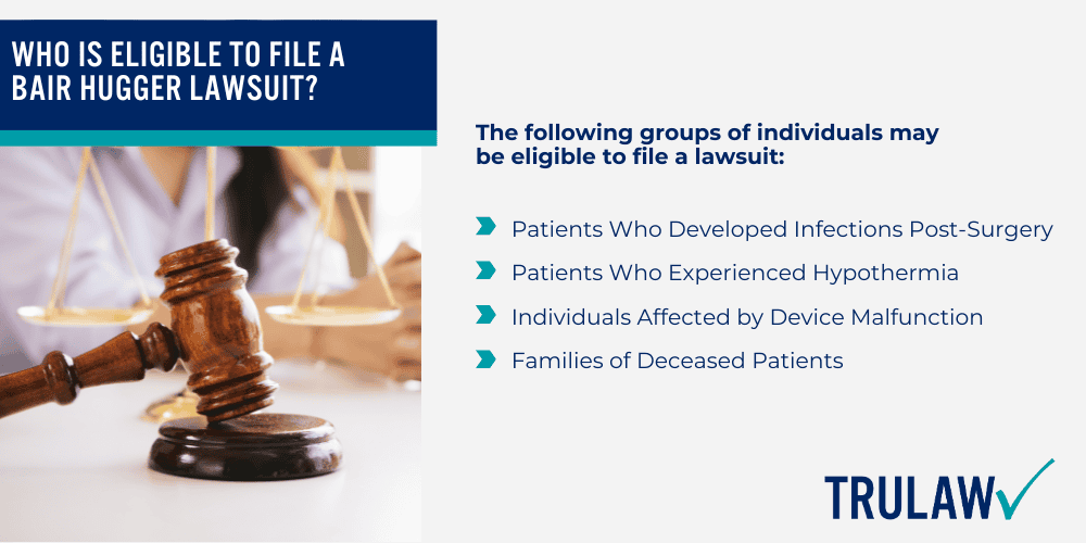 Bair Hugger Lawsuit_ Infections & Complications; When and Why is the Bair Hugger Warming Device Used; Allegations in the Bair Hugger Lawsuit; Injuries Claimed in the Bair Hugger Infection Lawsuit; Bair Hugger Lawsuit Implications for Medical Device Industry; Filing a Bair Hugger Lawsuit; Who is Eligible to File a Bair Hugger Lawsuit