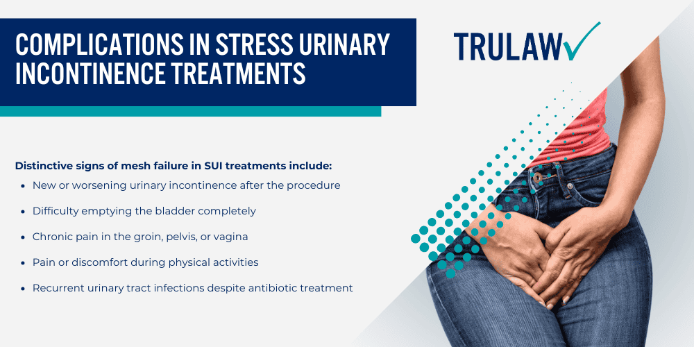 How Can A Transvaginal Mesh Attorney from TruLaw Help You; Major Causes of Transvaginal Mesh Device Failure; Design Flaws in Pelvic Mesh Implant Devices; Surgical Technique Issues in Transvaginal Mesh Surgery; Identifying Signs of Transvaginal Mesh Implant Failure; Warning Signs for Patients with Pelvic Organ Prolapse; Complications in Stress Urinary Incontinence Treatments