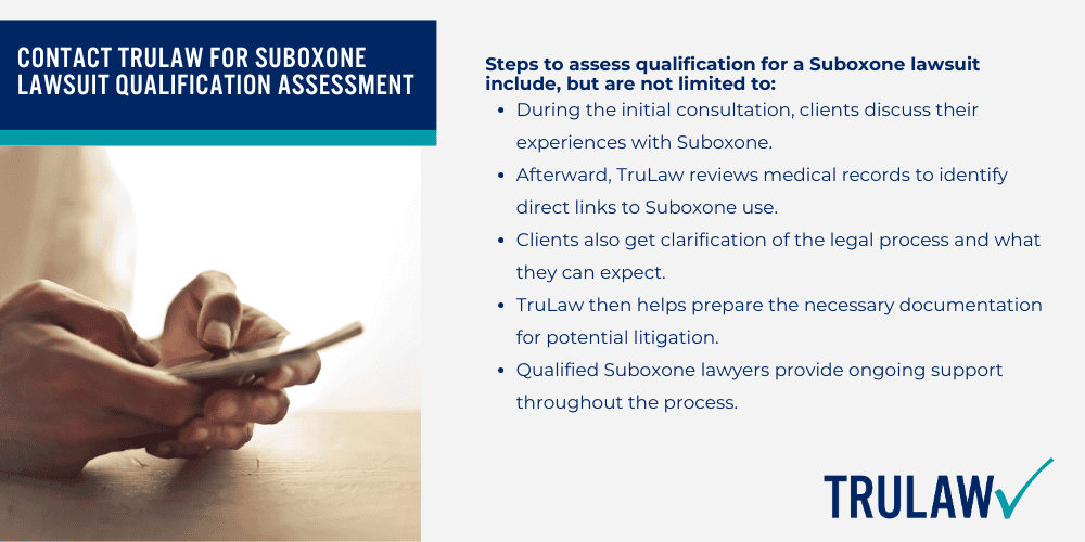 Other Health Issues as Qualifying Injuries in Suboxone Lawsuits; Contingency Representation If You Qualify for Suboxone Lawsuit; Contact TruLaw for Suboxone Lawsuit Qualification Assessment